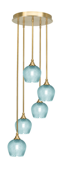 Toltec Lighting - 2145-NAB-4605 - Five Light Pendalier - Empire - New Age Brass