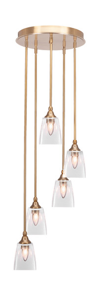 Toltec Lighting - 2145-NAB-461 - Five Light Pendalier - Empire - New Age Brass