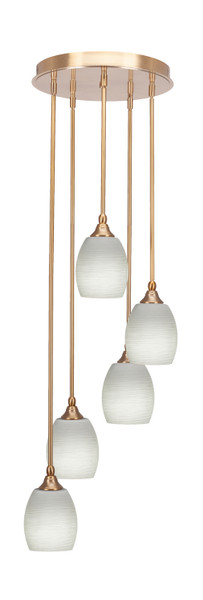Toltec Lighting - 2145-NAB-615 - Five Light Pendalier - Empire - New Age Brass