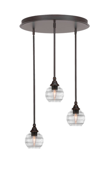 Toltec Lighting - 2183-DG-5110 - Three Light Pendalier - Empire - Dark Granite