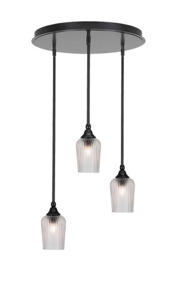 Toltec Lighting - 2183-MB-4250 - Three Light Pendalier - Empire - Matte Black