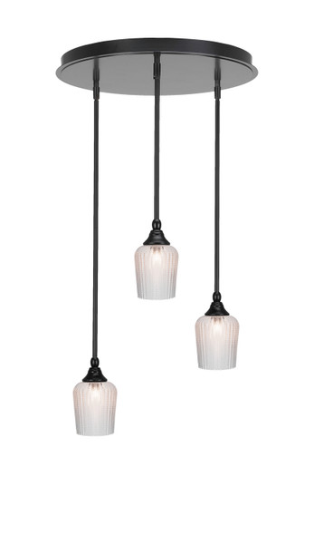 Toltec Lighting - 2183-MB-4280 - Three Light Pendalier - Empire - Matte Black