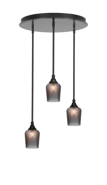 Toltec Lighting - 2183-MB-4282 - Three Light Pendalier - Empire - Matte Black