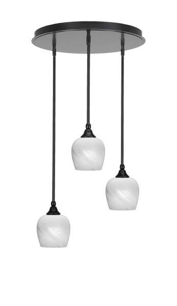 Toltec Lighting - 2183-MB-4811 - Three Light Pendalier - Empire - Matte Black