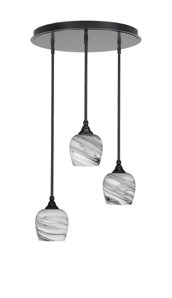 Toltec Lighting - 2183-MB-4819 - Three Light Pendalier - Empire - Matte Black