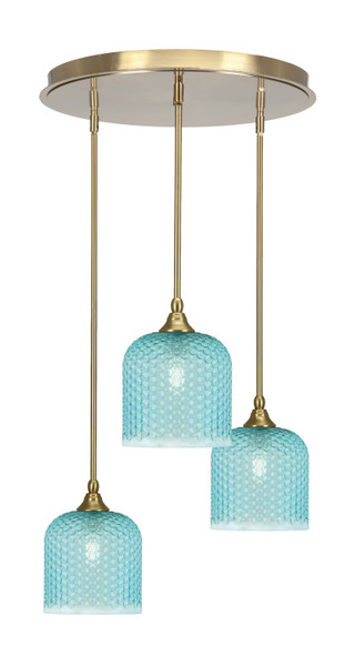 Toltec Lighting - 2183-NAB-4915 - Three Light Pendalier - Empire - New Age Brass