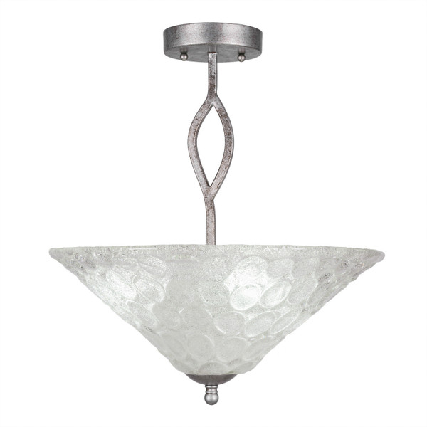 Toltec Lighting - 242-AS-411 - Three Light Semi-Flush Mount - Revo - Aged Silver