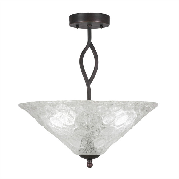 Toltec Lighting - 242-DG-411 - Three Light Semi-Flush Mount - Revo - Dark Granite