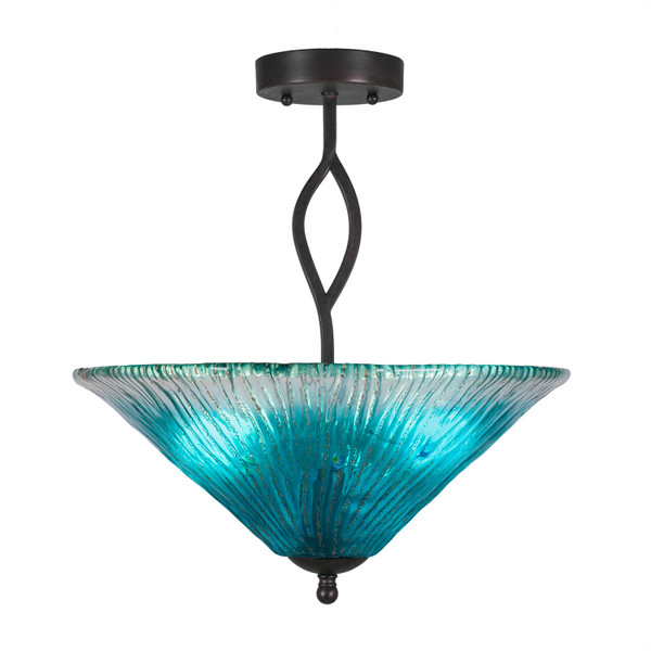 Toltec Lighting - 242-DG-715 - Three Light Semi-Flush Mount - Revo - Dark Granite