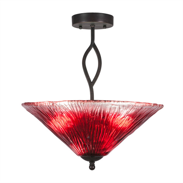 Toltec Lighting - 242-DG-716 - Three Light Semi-Flush Mount - Revo - Dark Granite