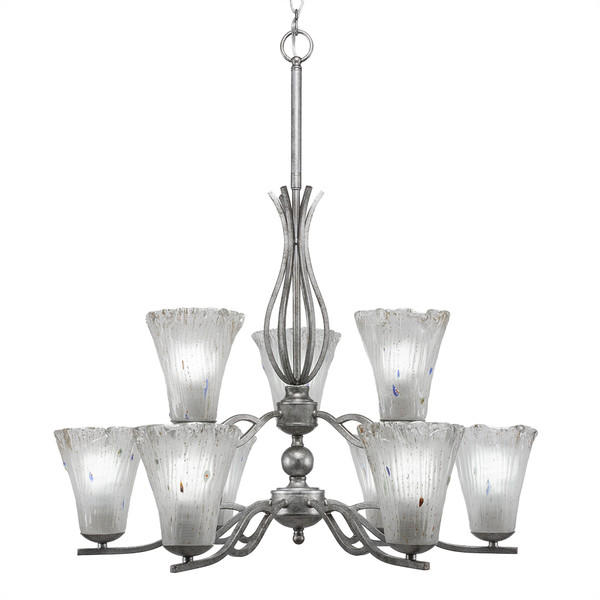 Toltec Lighting - 249-AS-721 - Nine Light Chandelier - Revo - Aged Silver