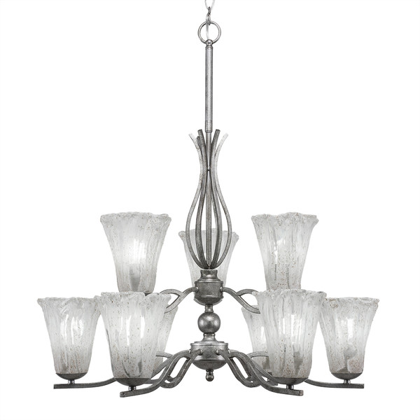 Toltec Lighting - 249-AS-729 - Nine Light Chandelier - Revo - Aged Silver