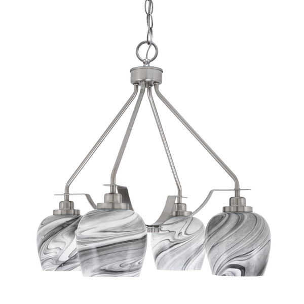 Toltec Lighting - 2604-BN-4819 - Four Light Chandelier - Odyssey - Brushed Nickel