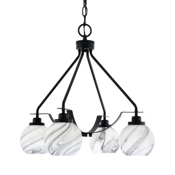 Toltec Lighting - 2604-MB-4109 - Four Light Chandelier - Odyssey - Matte Black