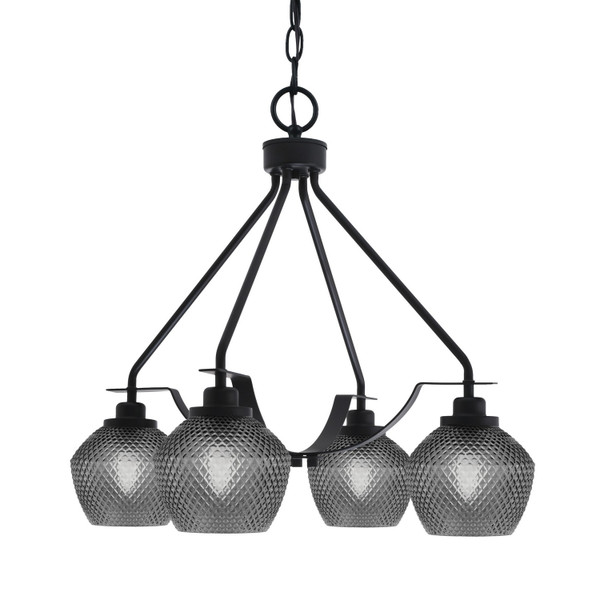 Toltec Lighting - 2604-MB-4622 - Four Light Chandelier - Odyssey - Matte Black