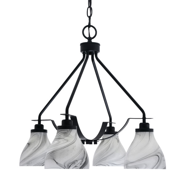 Toltec Lighting - 2604-MB-4769 - Four Light Chandelier - Odyssey - Matte Black