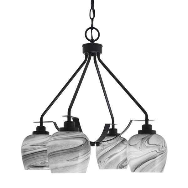 Toltec Lighting - 2604-MB-4819 - Four Light Chandelier - Odyssey - Matte Black