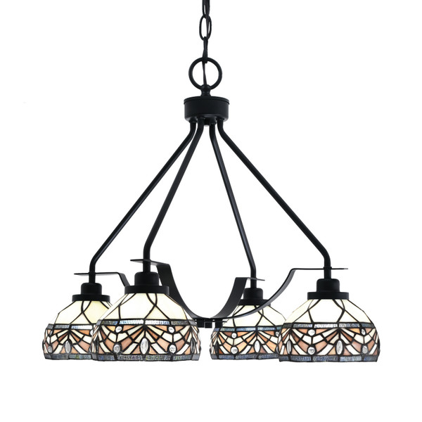 Toltec Lighting - 2604-MB-9485 - Four Light Chandelier - Odyssey - Matte Black