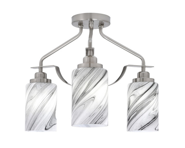 Toltec Lighting - 2607-BN-3009 - Three Light Semi-Flush Mount - Odyssey - Brushed Nickel