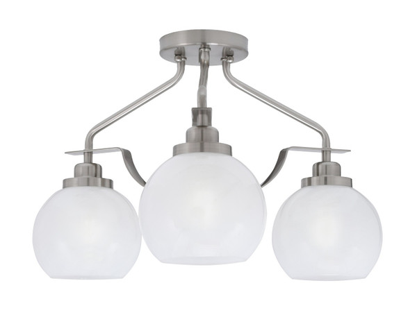 Toltec Lighting - 2607-BN-4101 - Three Light Semi-Flush Mount - Odyssey - Brushed Nickel