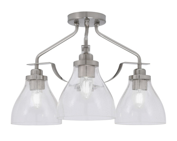 Toltec Lighting - 2607-BN-4760 - Three Light Semi-Flush Mount - Odyssey - Brushed Nickel