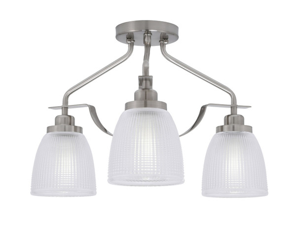 Toltec Lighting - 2607-BN-500 - Three Light Semi-Flush Mount - Odyssey - Brushed Nickel