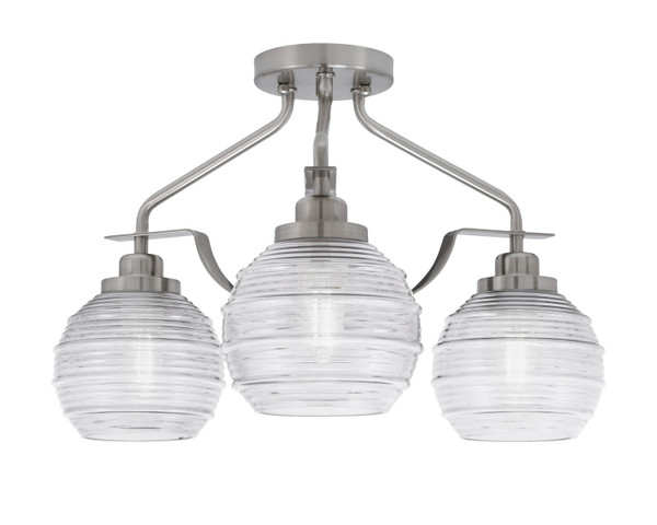 Toltec Lighting - 2607-BN-5110 - Three Light Semi-Flush Mount - Odyssey - Brushed Nickel