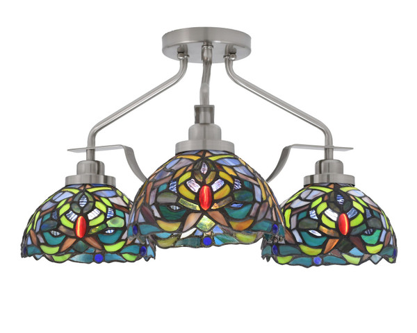 Toltec Lighting - 2607-BN-9905 - Three Light Semi-Flush Mount - Odyssey - Brushed Nickel