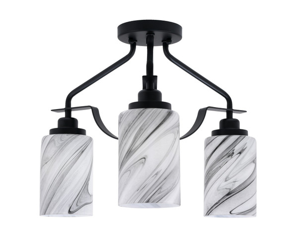 Toltec Lighting - 2607-MB-3009 - Three Light Semi-Flush Mount - Odyssey - Matte Black