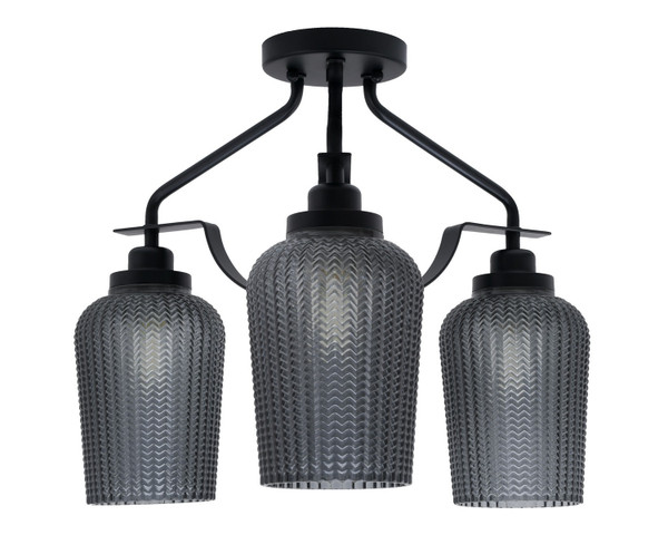 Toltec Lighting - 2607-MB-4252 - Three Light Semi-Flush Mount - Odyssey - Matte Black