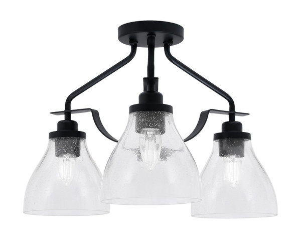 Toltec Lighting - 2607-MB-4760 - Three Light Semi-Flush Mount - Odyssey - Matte Black