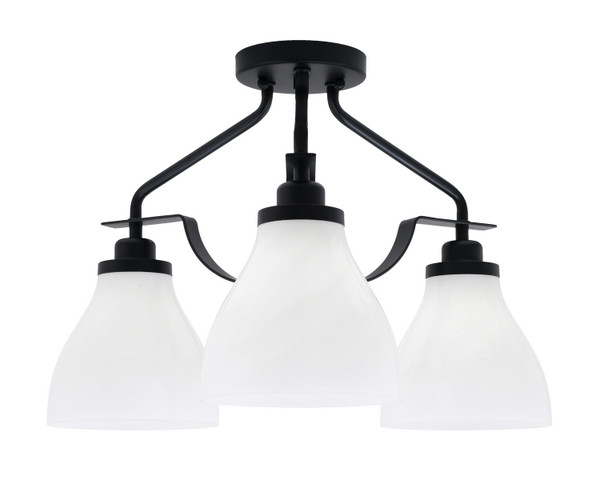 Toltec Lighting - 2607-MB-4761 - Three Light Semi-Flush Mount - Odyssey - Matte Black