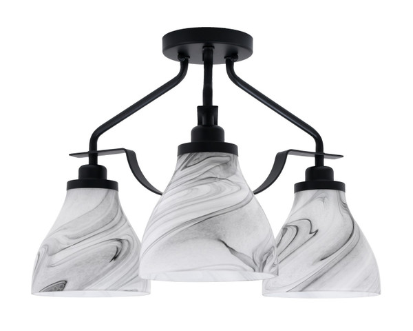 Toltec Lighting - 2607-MB-4769 - Three Light Semi-Flush Mount - Odyssey - Matte Black