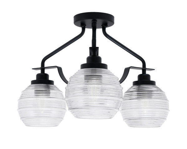 Toltec Lighting - 2607-MB-5110 - Three Light Semi-Flush Mount - Odyssey - Matte Black
