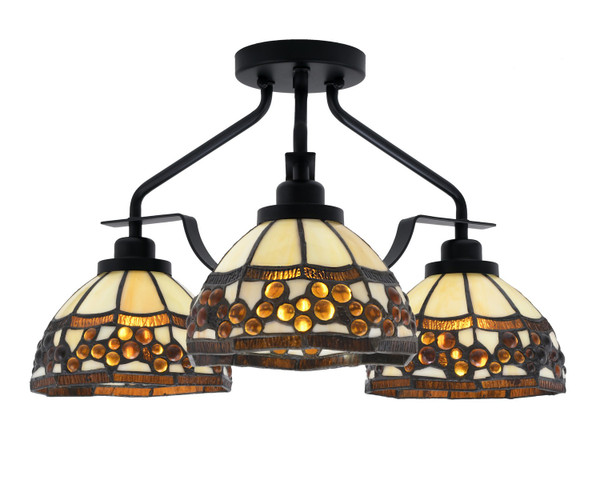 Toltec Lighting - 2607-MB-9975 - Three Light Semi-Flush Mount - Odyssey - Matte Black