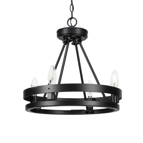 Toltec Lighting - 2704-MB - Four Light Chandelier - Belmont - Matte Black
