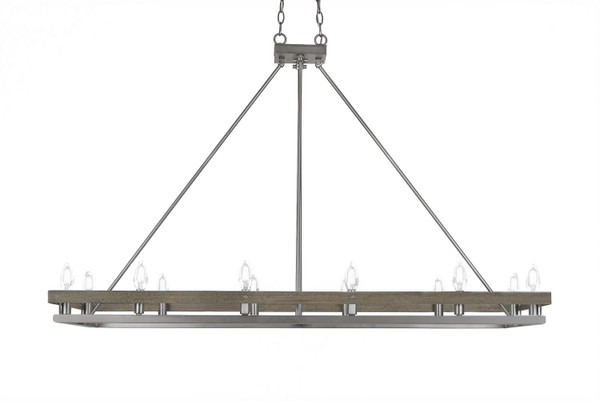 Toltec Lighting - 2742-GPDW - 12 Light Island Pendant - Belmont - Graphite & Painted Distressed Wood-look Metal