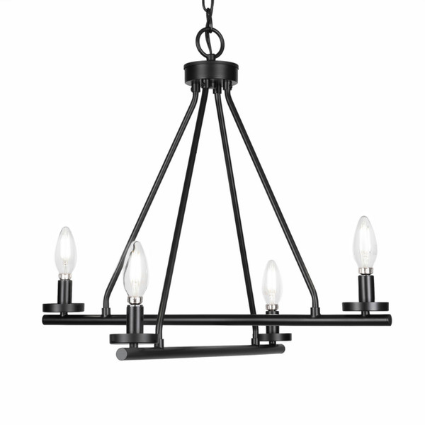 Toltec Lighting - 2804-MB - Four Light Chandelier - Trinity - Matte Black