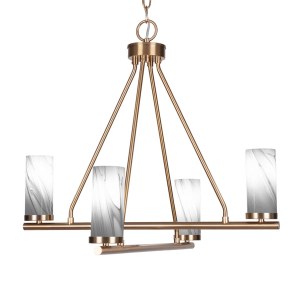 Toltec Lighting - 2804-NAB-802B - Four Light Chandelier - Trinity - New Age Brass