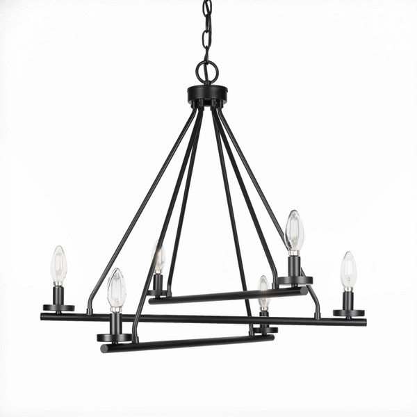 Toltec Lighting - 2806-MB - Six Light Chandelier - Trinity - Matte Black