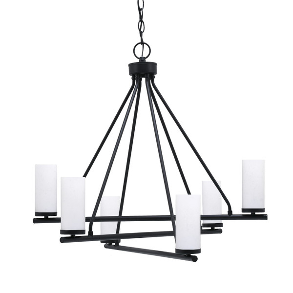 Toltec Lighting - 2806-MB-801B - Six Light Chandelier - Trinity - Matte Black