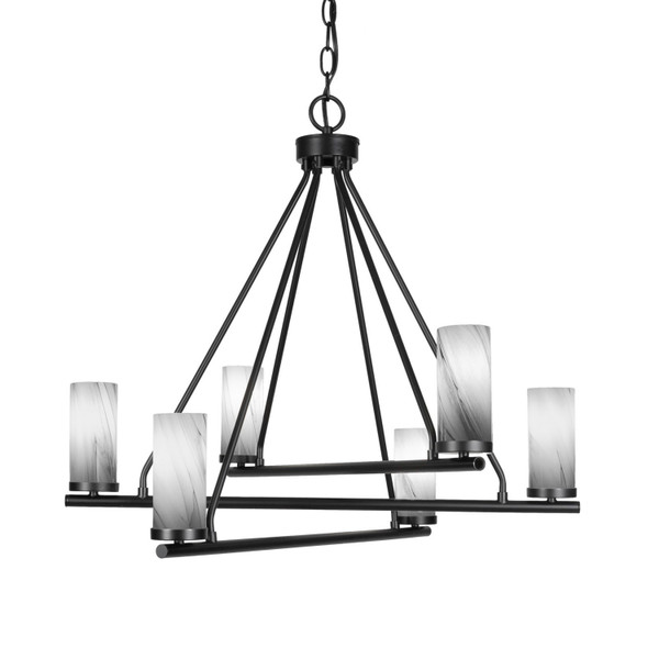 Toltec Lighting - 2806-MB-802B - Six Light Chandelier - Trinity - Matte Black