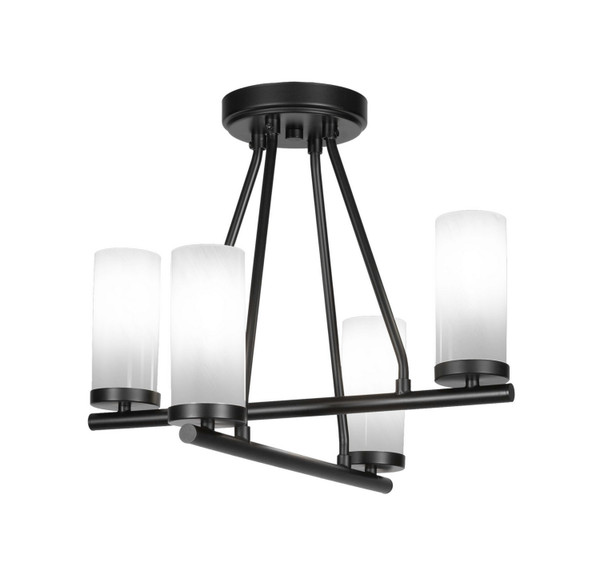 Toltec Lighting - 2807-MB-811B - Four Light Semi-Flush Mount - Trinity - Matte Black