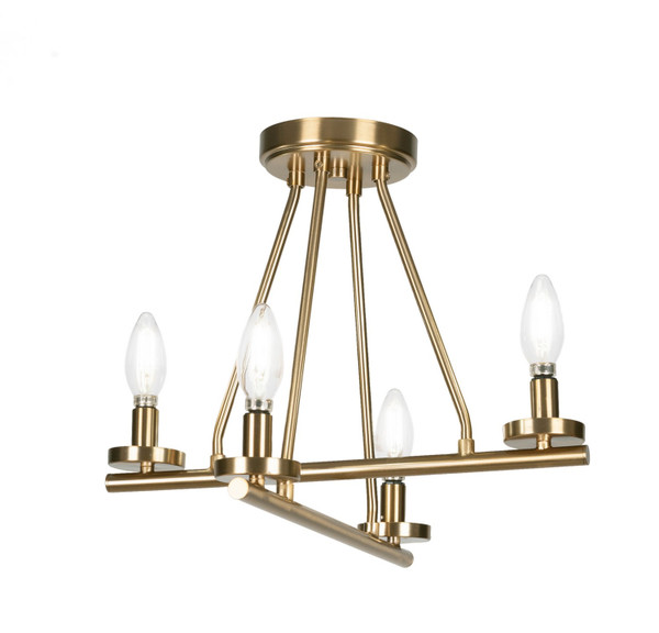 Toltec Lighting - 2807-NAB - Four Light Semi-Flush Mount - Trinity - New Age Brass