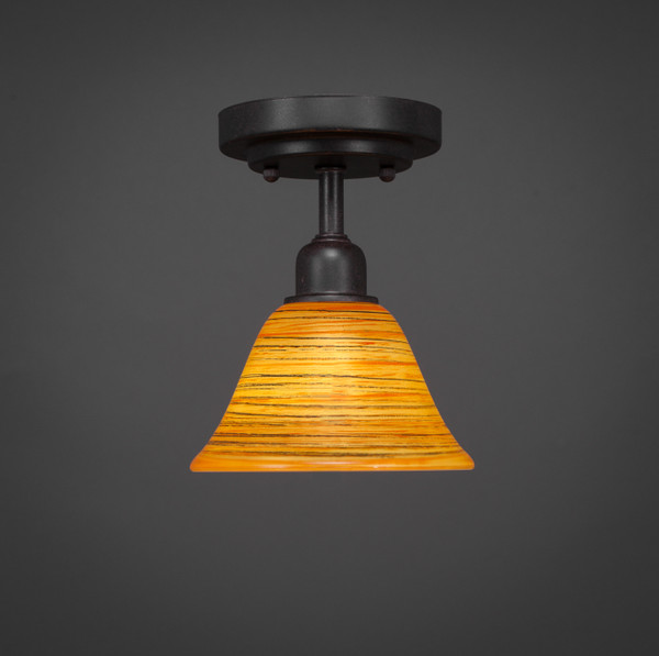 Toltec Lighting - 280-DG-454 - One Light Semi-Flush Mount - Vintage - Dark Granite
