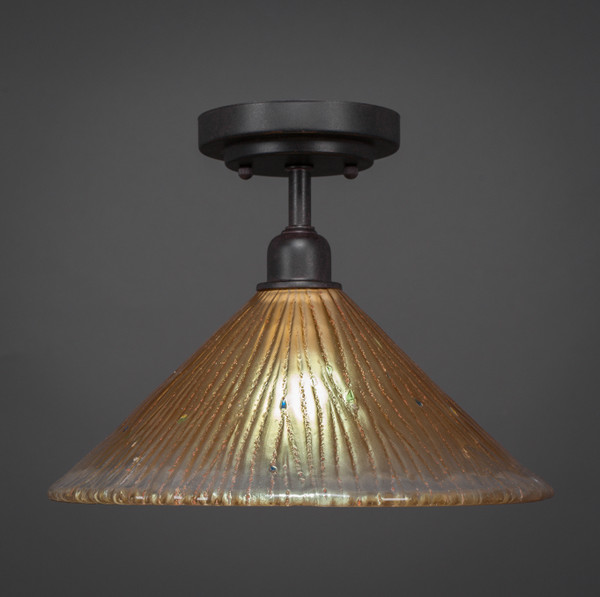 Toltec Lighting - 280-DG-700 - One Light Semi-Flush Mount - Vintage - Dark Granite