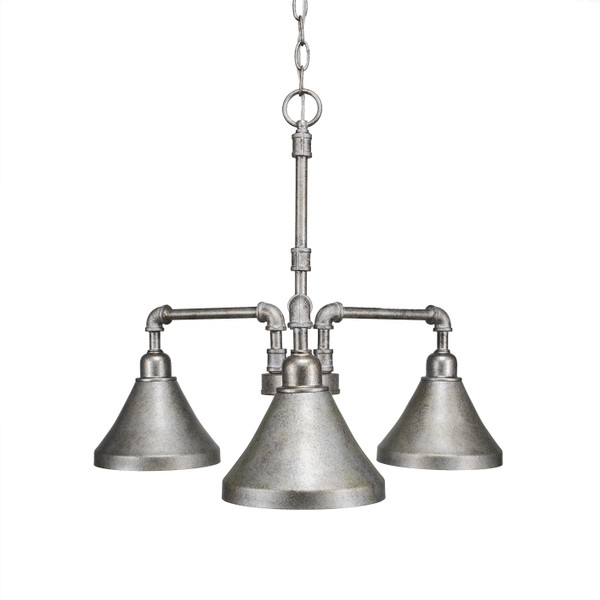 Toltec Lighting - 283-AS-410 - Three Light Chandelier - Vintage - Aged Silver