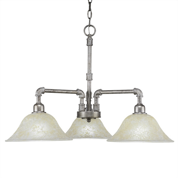 Toltec Lighting - 283-AS-513 - Three Light Chandelier - Vintage - Aged Silver