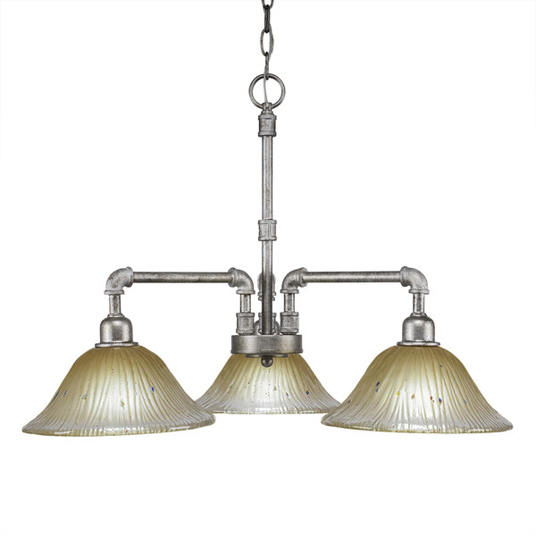 Toltec Lighting - 283-AS-730 - Three Light Chandelier - Vintage - Aged Silver