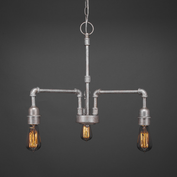 Toltec Lighting - 283-AS-AT18 - Three Light Chandelier - Vintage - Aged Silver